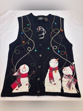 Vintage Christmas Sweater Vest Snowman